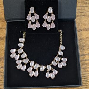 Light Pink Acrylic Beads Costume Jewelry Necklace And Earrings